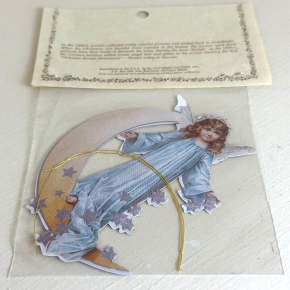 Vintage NOS Old Print Factory Victorian Die Cut Reversible Angels Christmas Deco - Picture 9 of 13